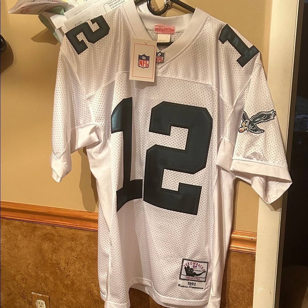 Mitchell & Ness Philadelphia Eagles White Jersey with Dark Green Accents